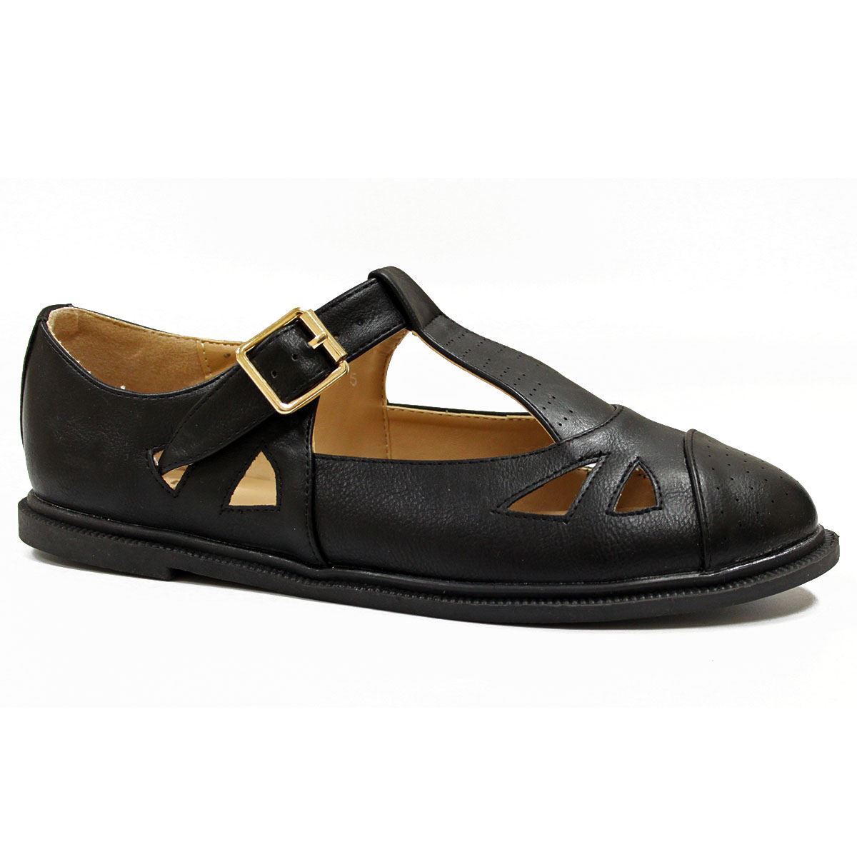 Las Womens S Cut Out Geek T Bar School Work Office Flat Shoes Las Womens S Cut Out Geek T Bar