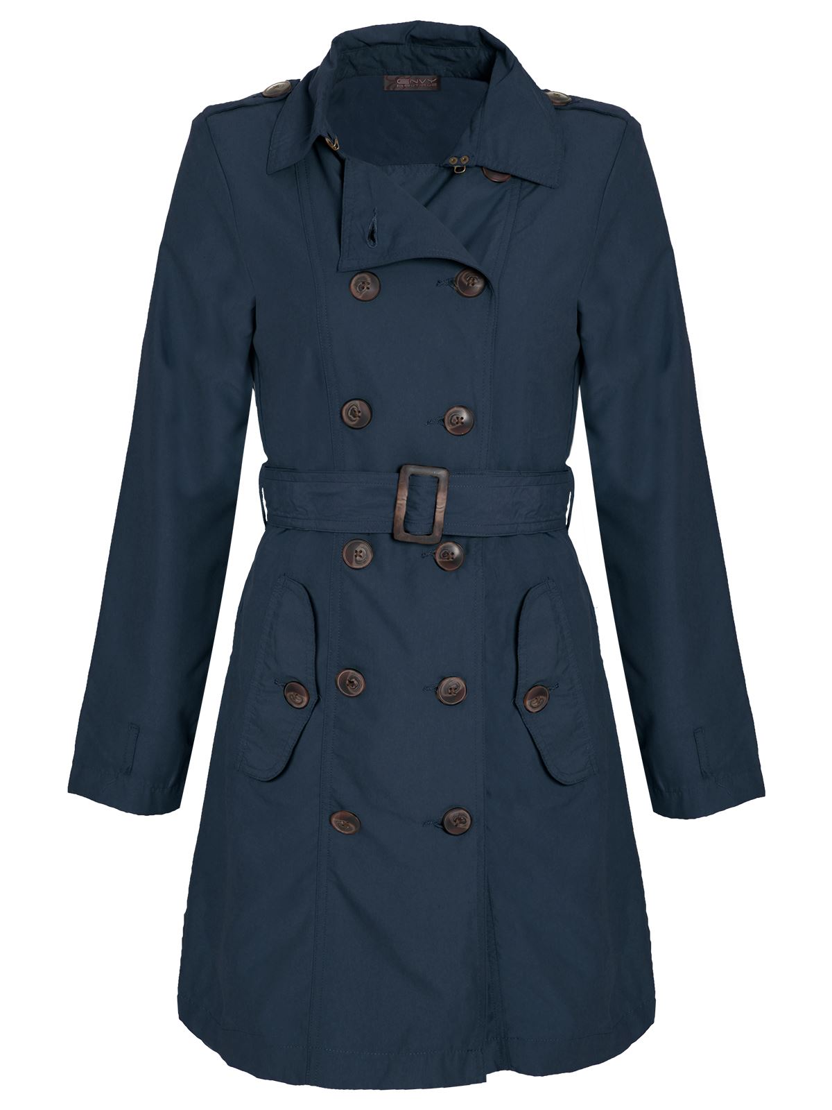 Ladies Womens Jacket Trench Mac Double Breasted Buckle Belted Coat eBay