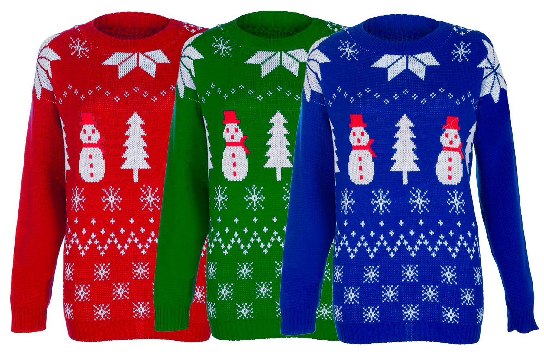 Ladies Womens Christmas Novelty Snowman Knitted Jumper Christmas Tree Sweater...