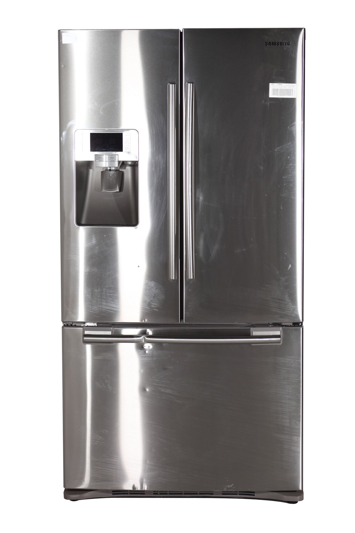 Preloved samsung american fridge freezer & water dispenser rfg23uers silver for sale in