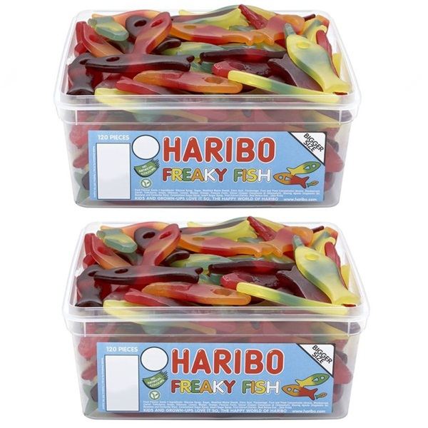 2 X FULL TUBS HARIBO SWEETS WHOLESALE DISCOUNT CANDY BOX PARTY FAVOURS
