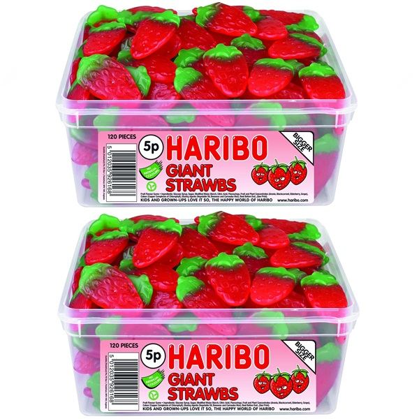 2 X FULL TUBS HARIBO SWEETS WHOLESALE DISCOUNT CANDY BOX PARTY FAVOURS