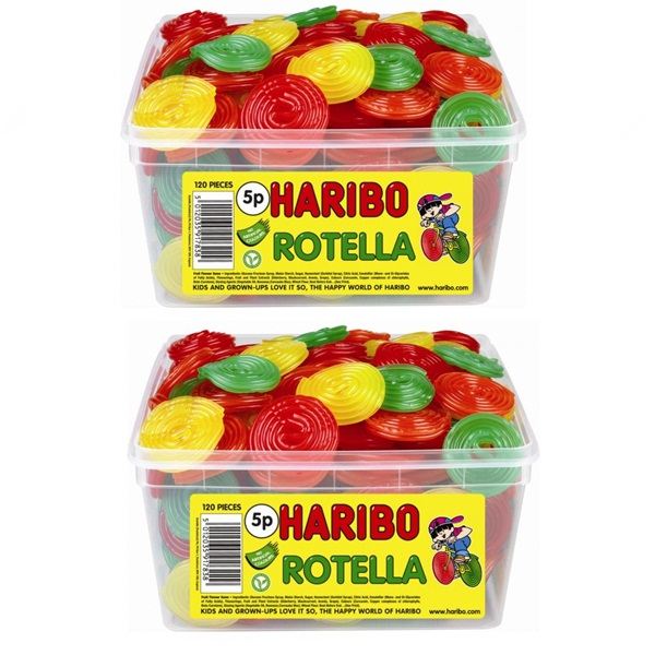 2 X FULL TUBS HARIBO SWEETS WHOLESALE DISCOUNT CANDY BOX PARTY FAVOURS