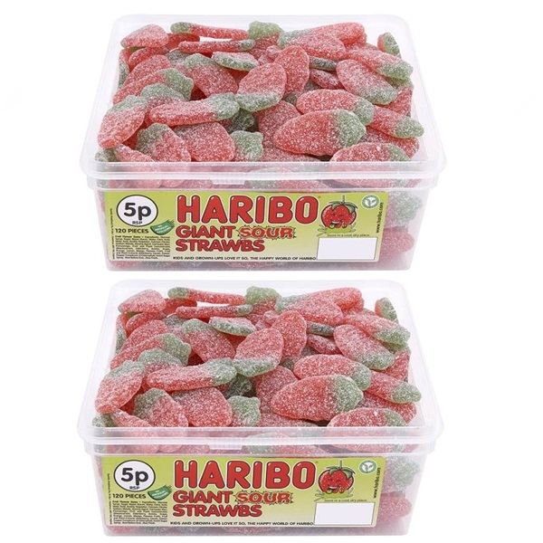 2 X FULL TUBS HARIBO SWEETS WHOLESALE DISCOUNT CANDY BOX PARTY FAVOURS