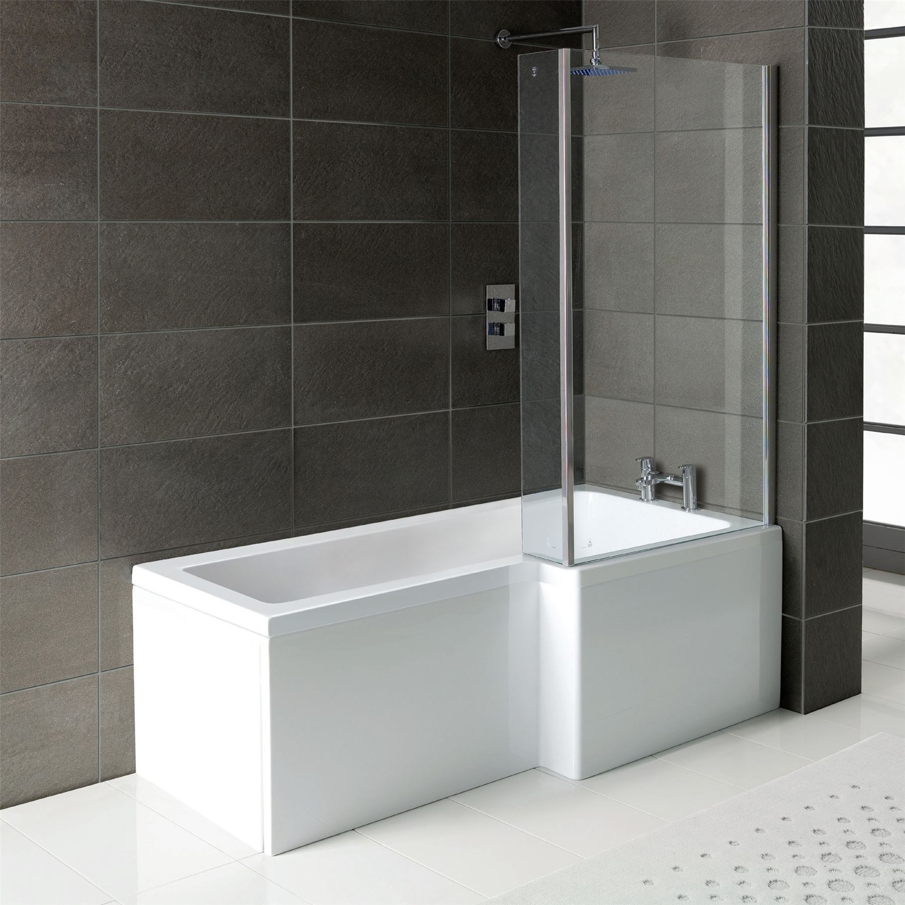 Bathrooms Suite L Shape Bath Shower Square Toilet & 600mm Vanity Unit with Basin eBay