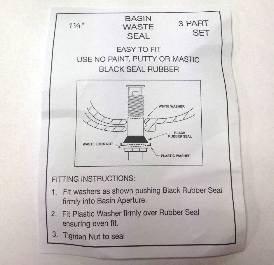 Basin Mate Waste Seal Kit 1 1/4" 3 Part Nut Seal Set eBay