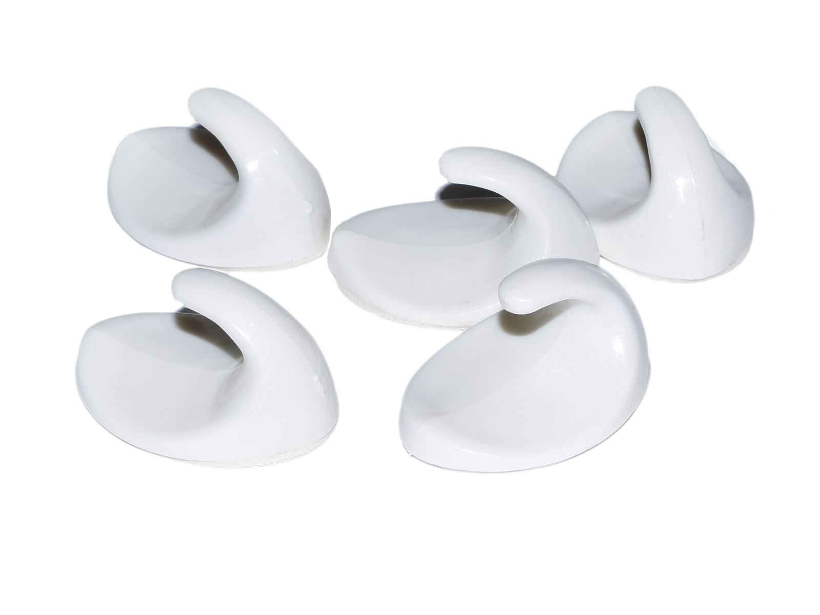 5pc White Self Adhesive Sticky Stick on Hooks Strong Small Oval Hook