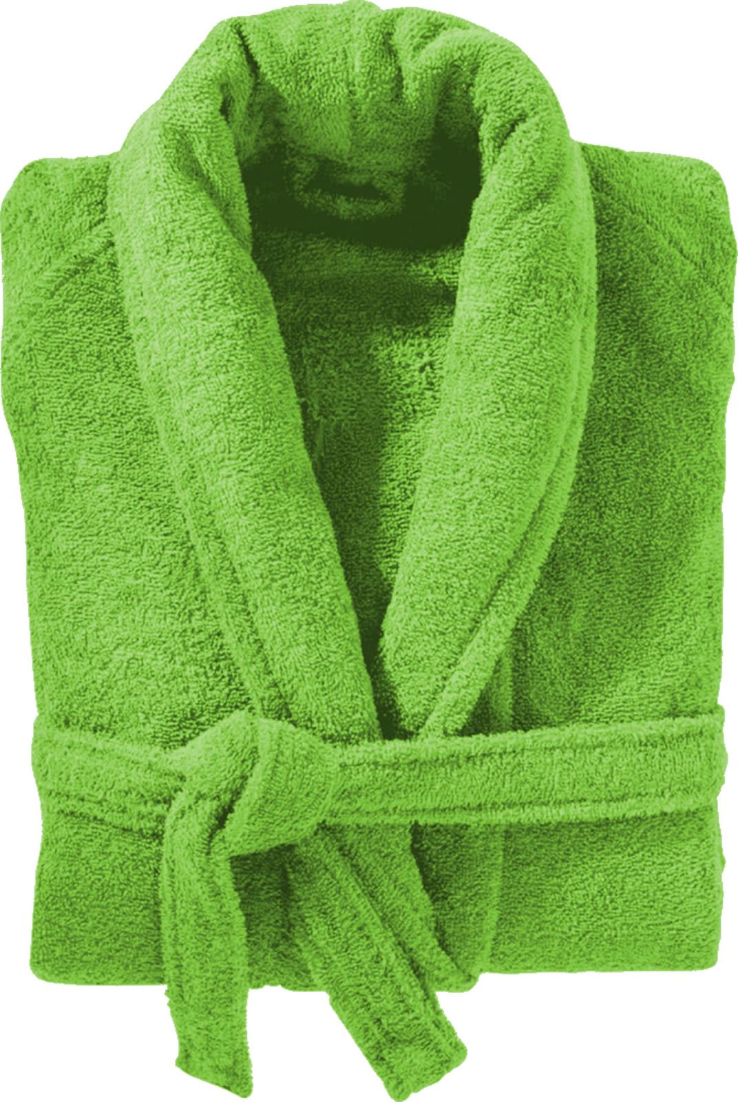 100 Cotton Terry Towelling Shawl Collar Lime Green Bathrobe Dressing