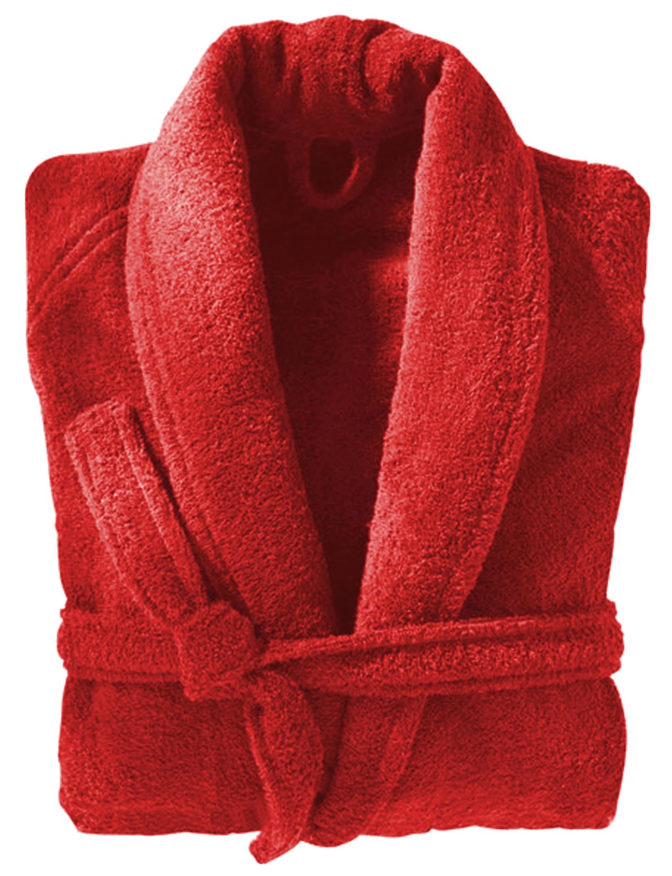 100 Cotton Terry Towelling Shawl Collar Red Bathrobe Dressing Gown