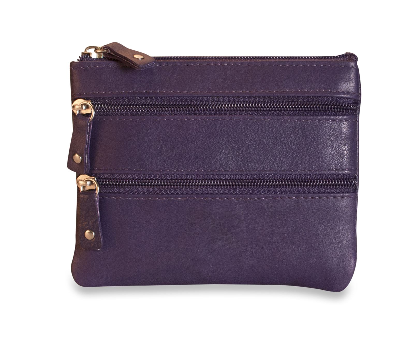 Brunhide Ladies Small Real Leather Pocket Coin Purse 3 Zip Womens Soft