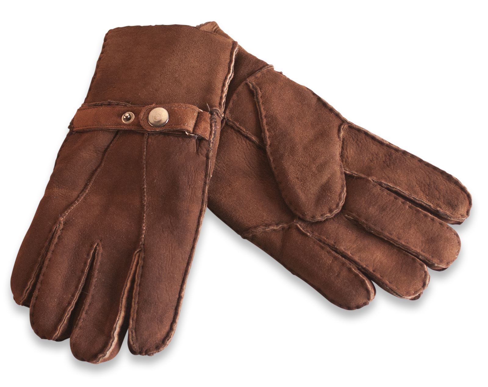 Nordvek Mens 100 Real Winter Sheepskin Leather Gloves w/ Strap Genuine