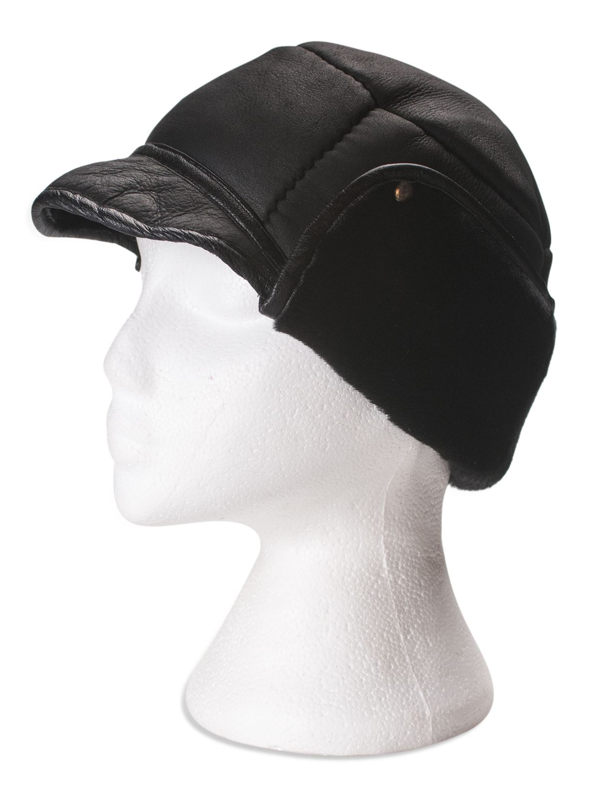 Clearance Mens Real Sheepskin Fur Fold Down Ear Flaps Trapper Hat CLR