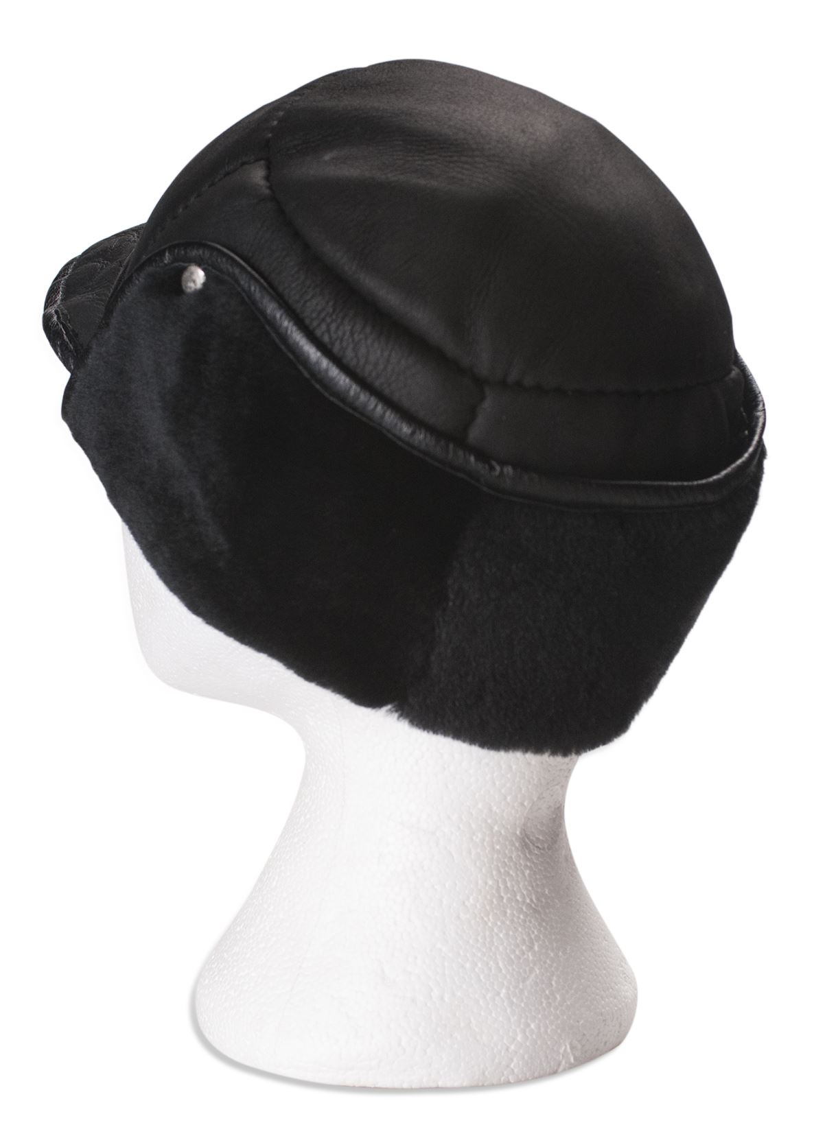 Clearance Mens Real Sheepskin Fur Fold Down Ear Flaps Trapper Hat CLR