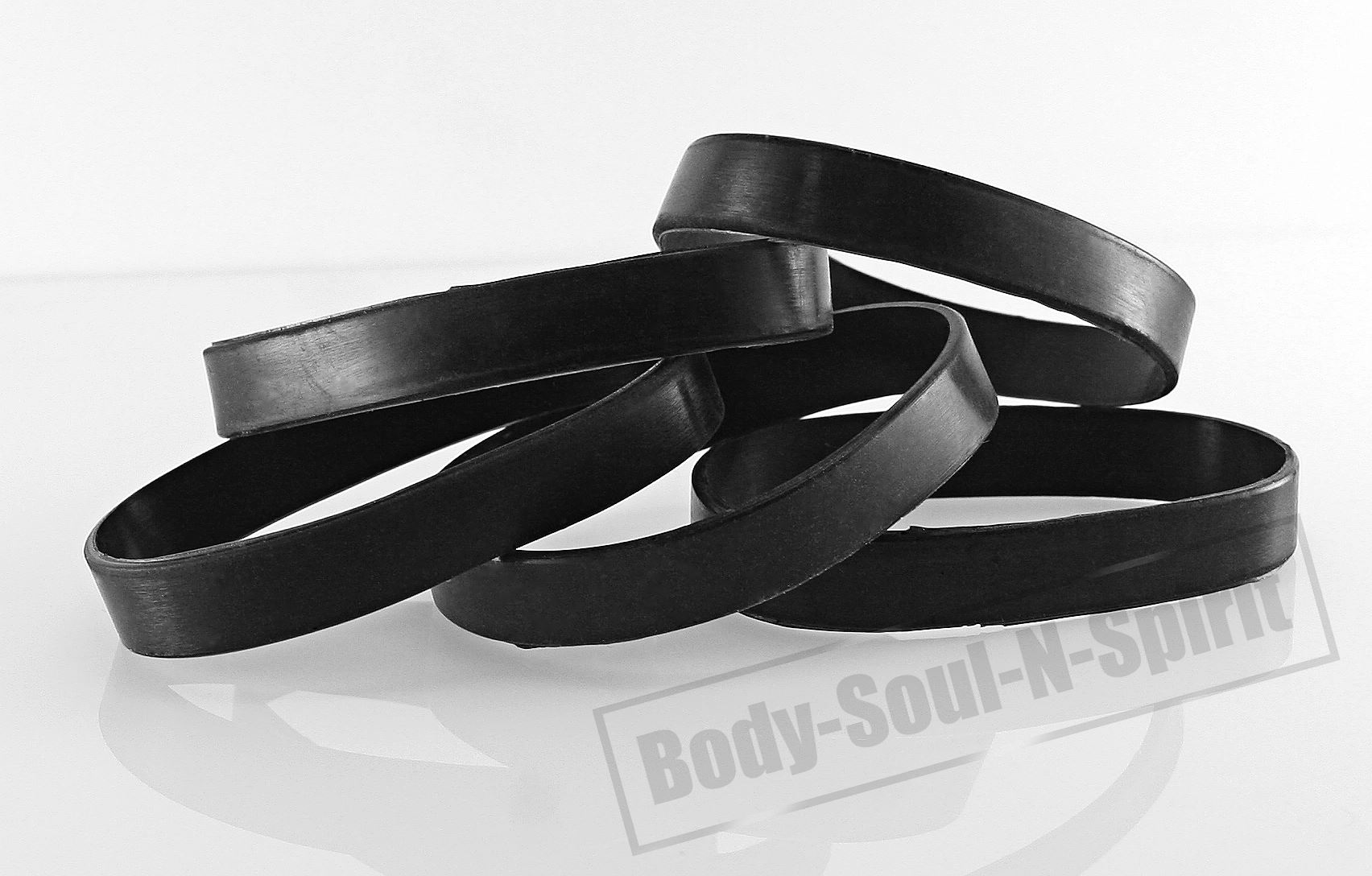 5 Pcs Black Silicone blank Wristband powerful Rubber Bracelets good