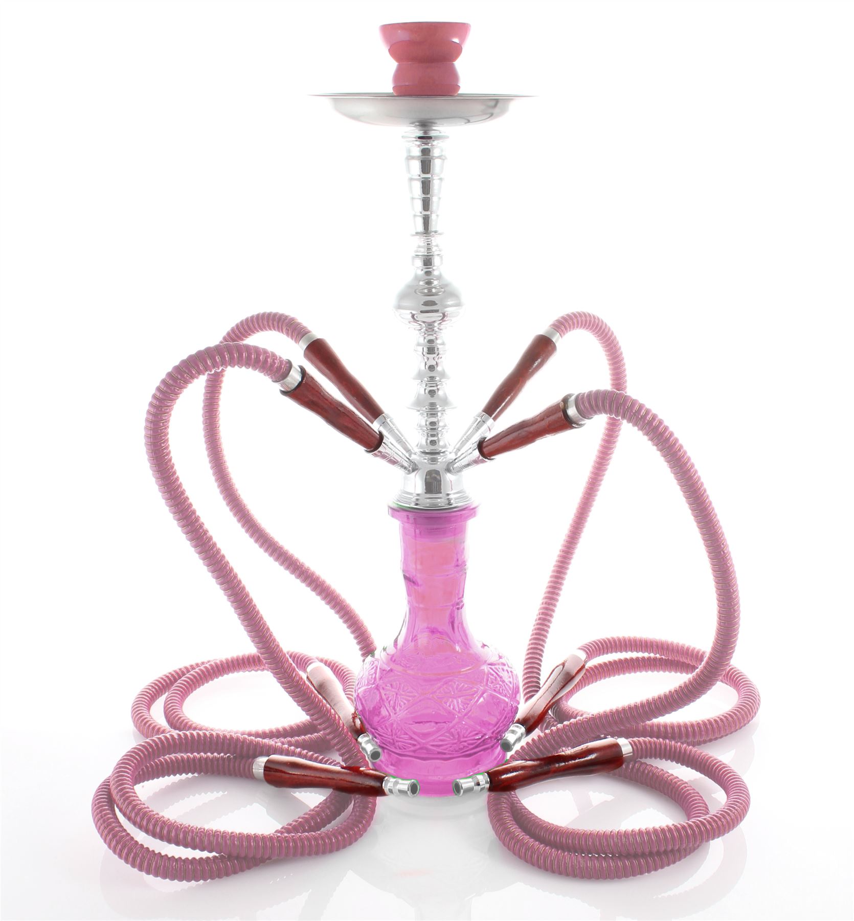 4 hose 20" Pink Hookah shisha nargila bar smoking pipe glass water Vase