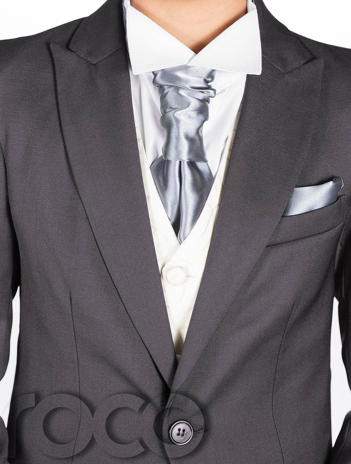 Boys Grey Suit, Page Boy Suits, Boys Morning Suit, Boys Cravat & Pocket
