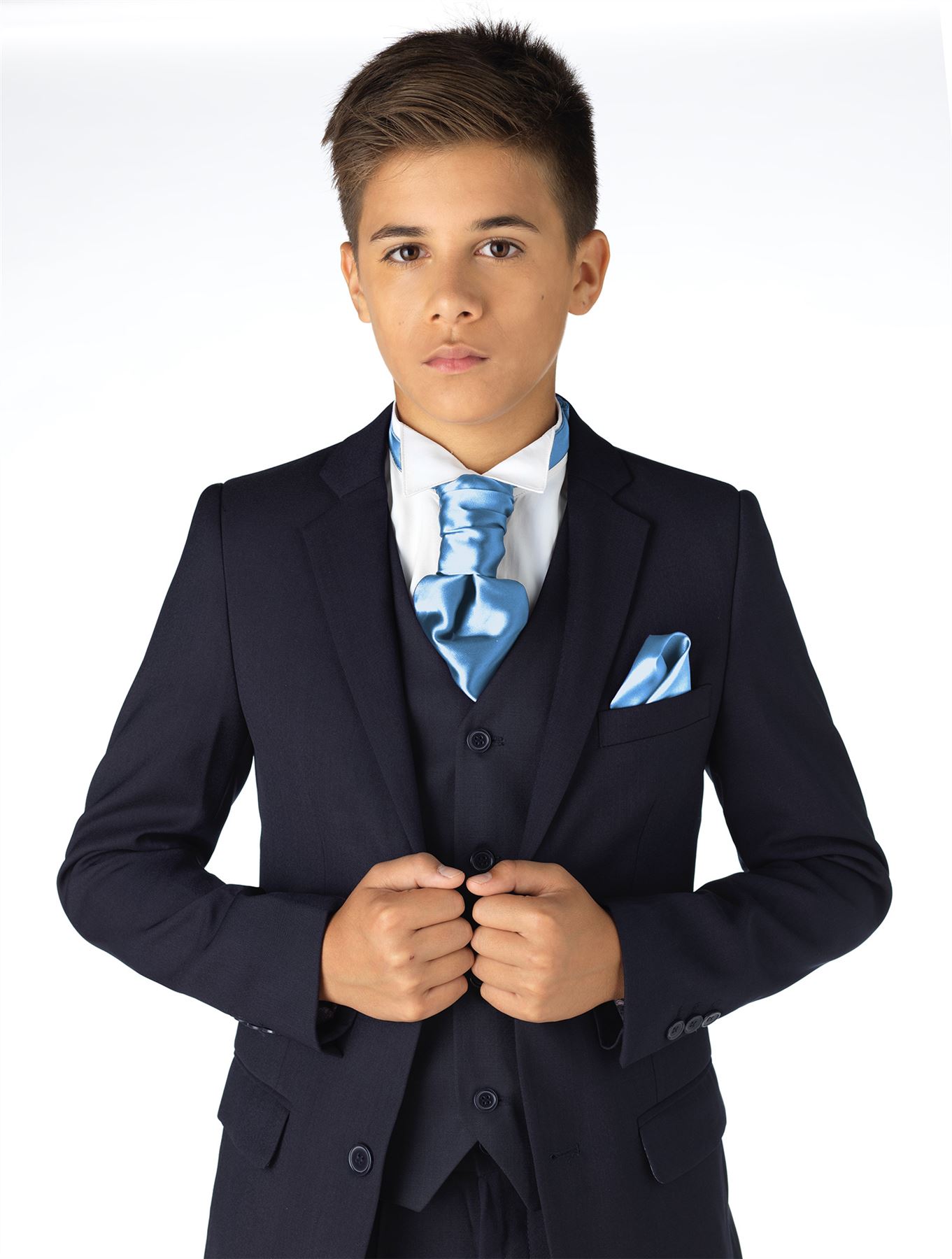 Boys Navy Suit, Navy Page Boy Suits, Boys Formal Suit, Cravat, Pocket
