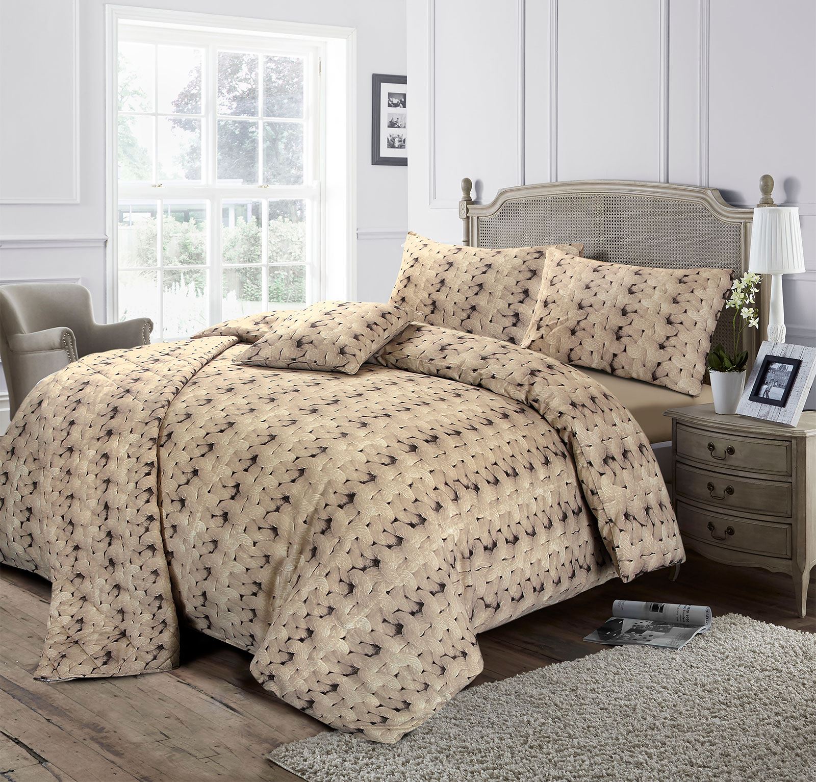 Tiffany Poly Cotton Duvet Quilt Cover Pillow Case Wool Look Single