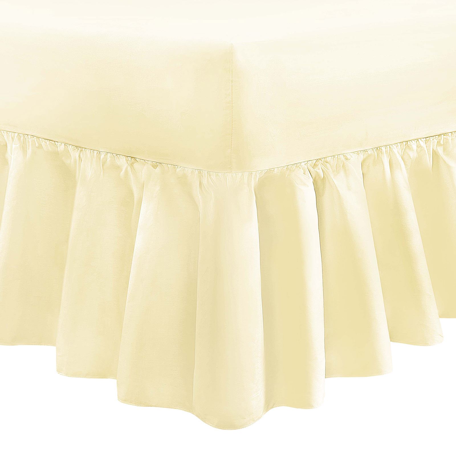 Plain Frilled Fitted Valance Sheet Cotton Blend Sheets Single Double