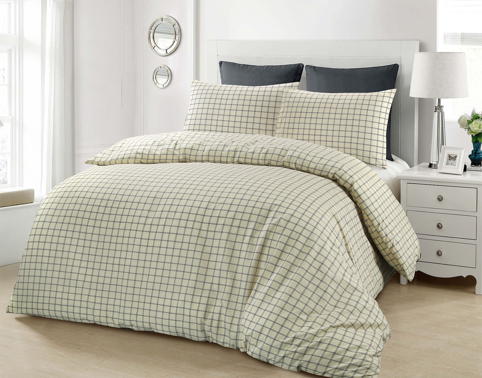 Jaipur Cotton Woven Checked Check Cream Navy Blue Duvet Cover - Jaipur Cotton Woven Checked Check Cream Navy Blue Duvet Cover Beddingset jaipur cotton woven checked check cream navy blue duvet cover - jaipur cotton woven checked check cream navy blue duvet cover beddingset