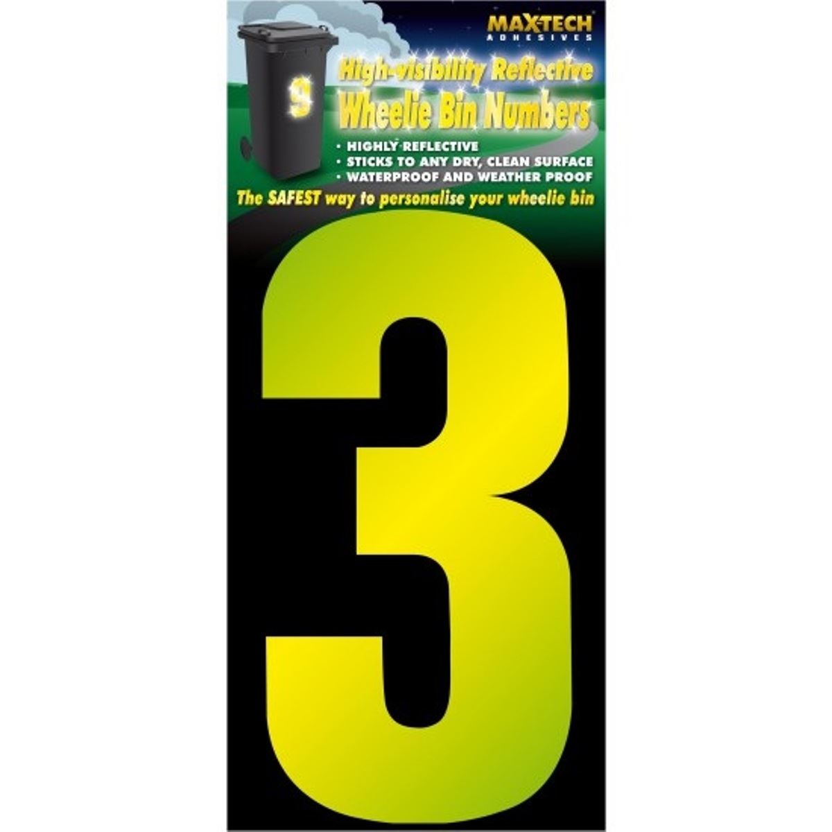 High Visible Wheelie Bin Self Adhesive Number Alphabet Sticker Home