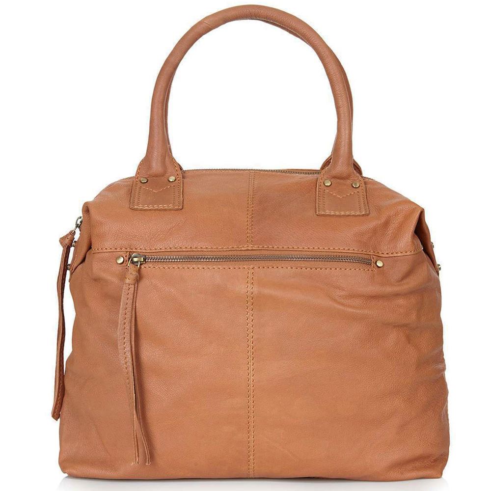 Ex Real Leather Bag Soft Tote Medium Shoulder Handbag Tan Grey