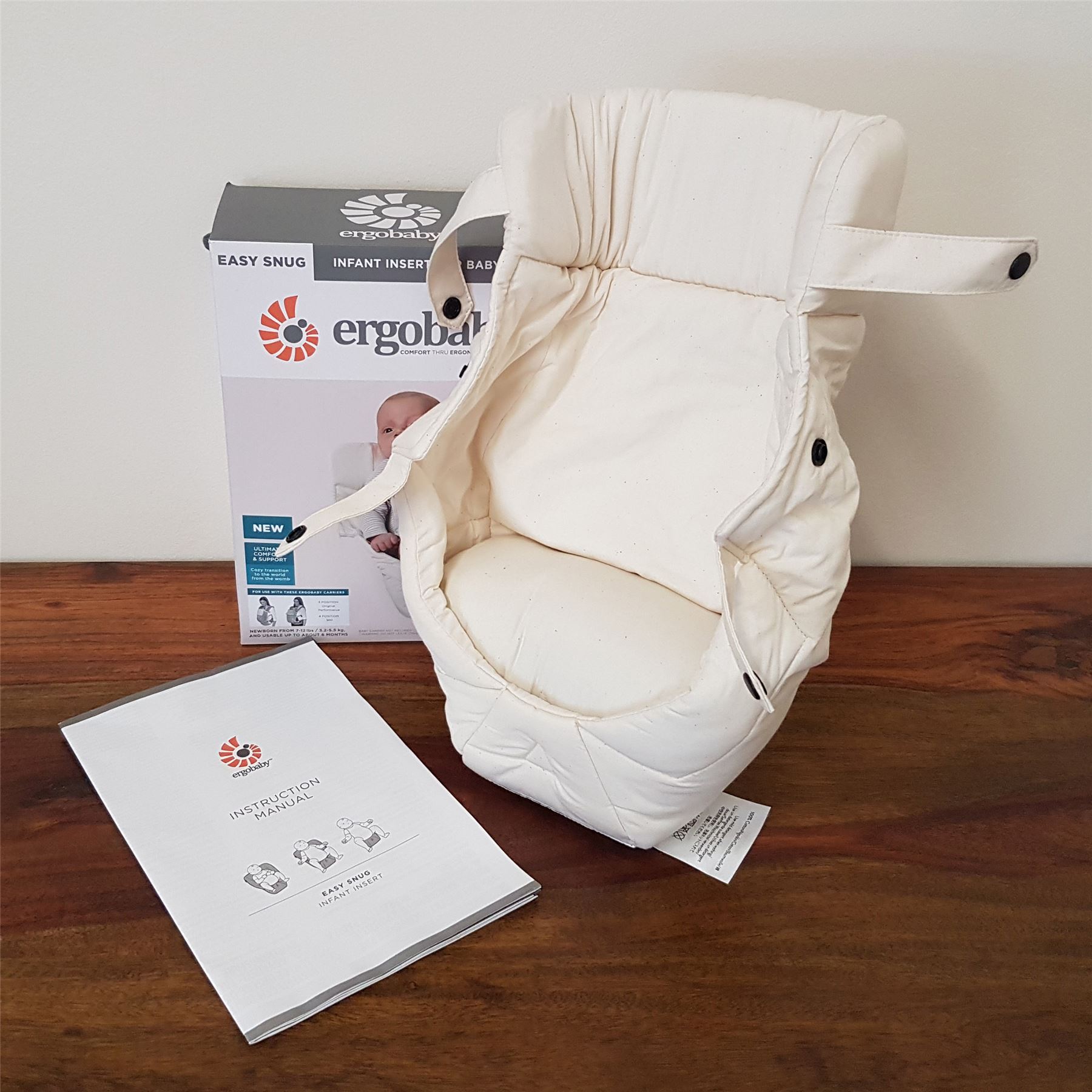 Ergobaby Easy Snug Baby Carrier Infant Insert Cushion Natural/Cream