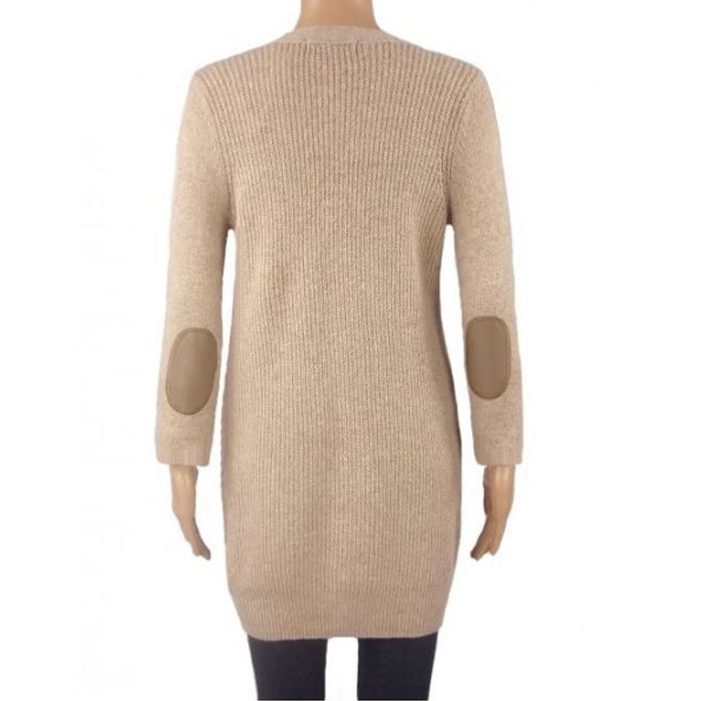 Ex M&S Elbow Patch Wool Mix Cardigan Boyfriend Style Beige Navy Long