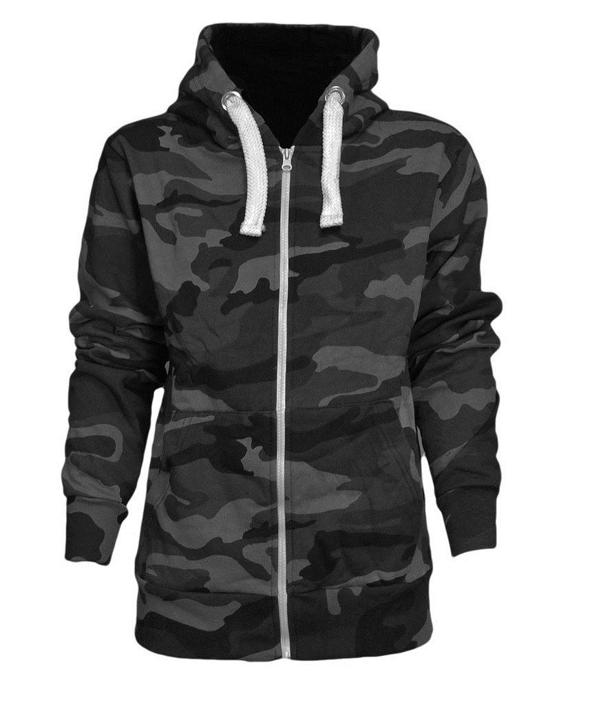 New Women's Ladies Men's Camouflage Hoody Lace Zip Camo Hoodies Jacket