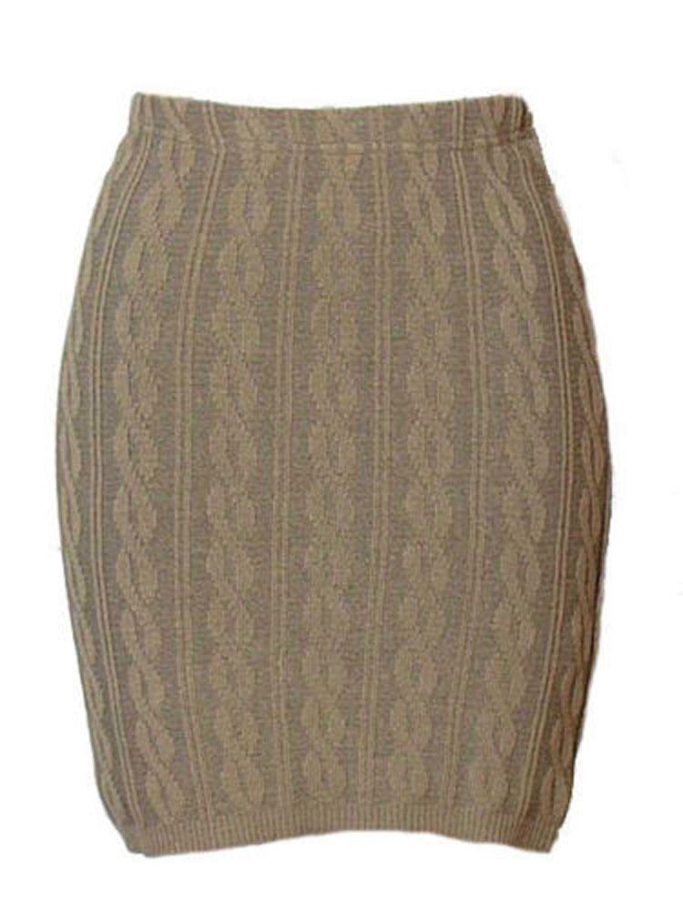 New Womens Ladies Cable Knitted Pattern Short Bodycon Stretch Mini Penci...