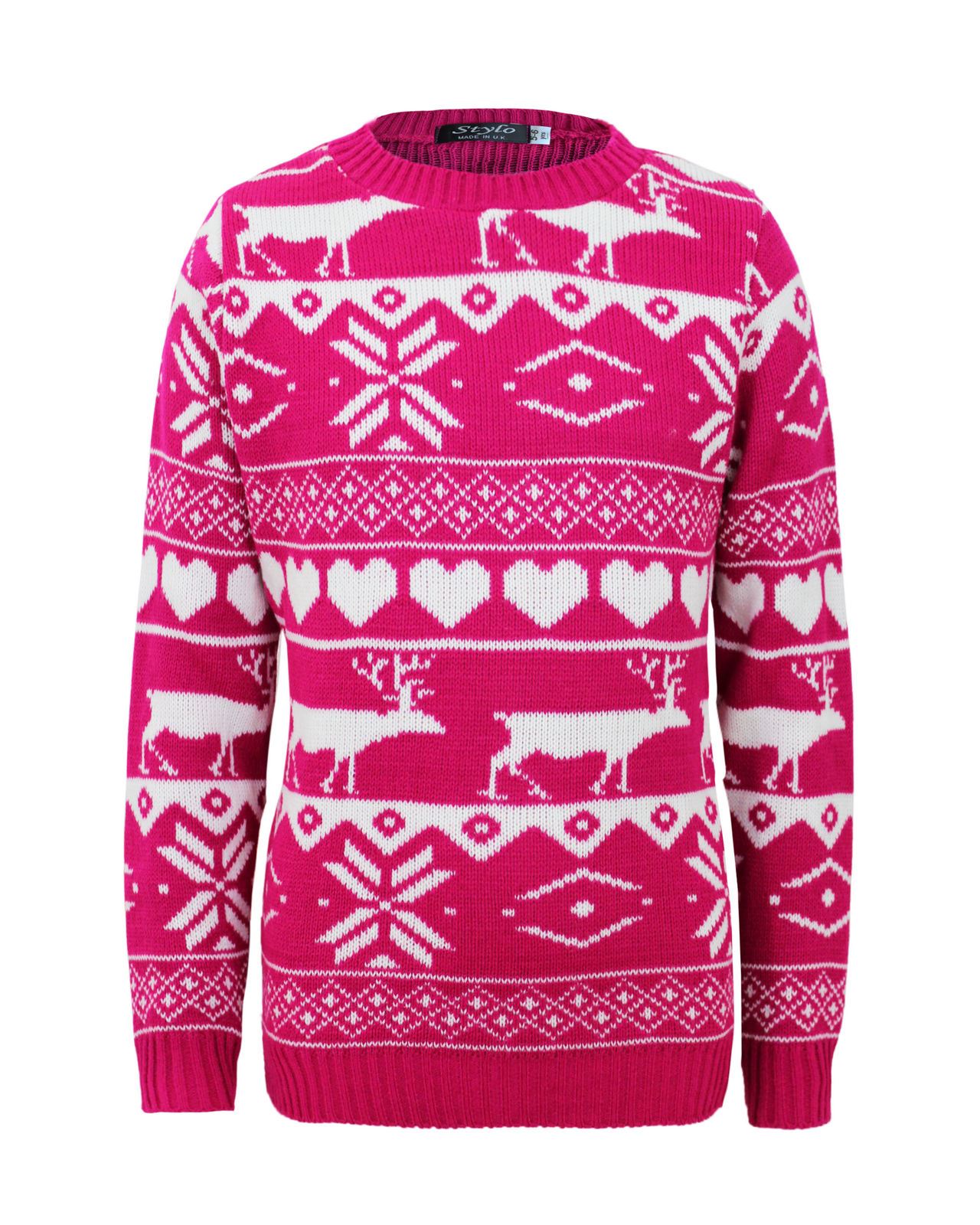 KIDS GIRLS KNITTED REINDEER PUDDING CHRISTMAS TREE XMAS ...