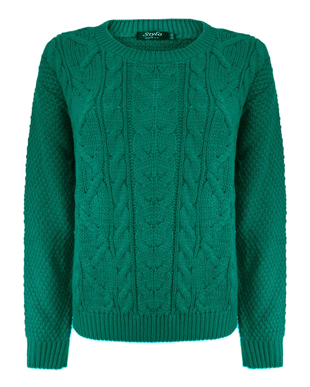 Ladies Women Knitted Long Sleeve Cable Knit Jumper Baggy Chunky Knit Sweater ...