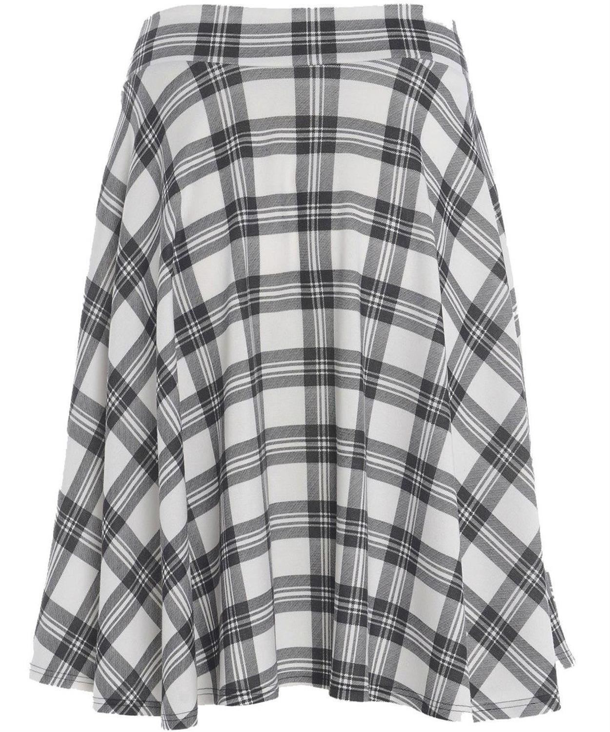 Neue Damen-Weiß Tartan Ausgestelltes Skater-Rock 42-56