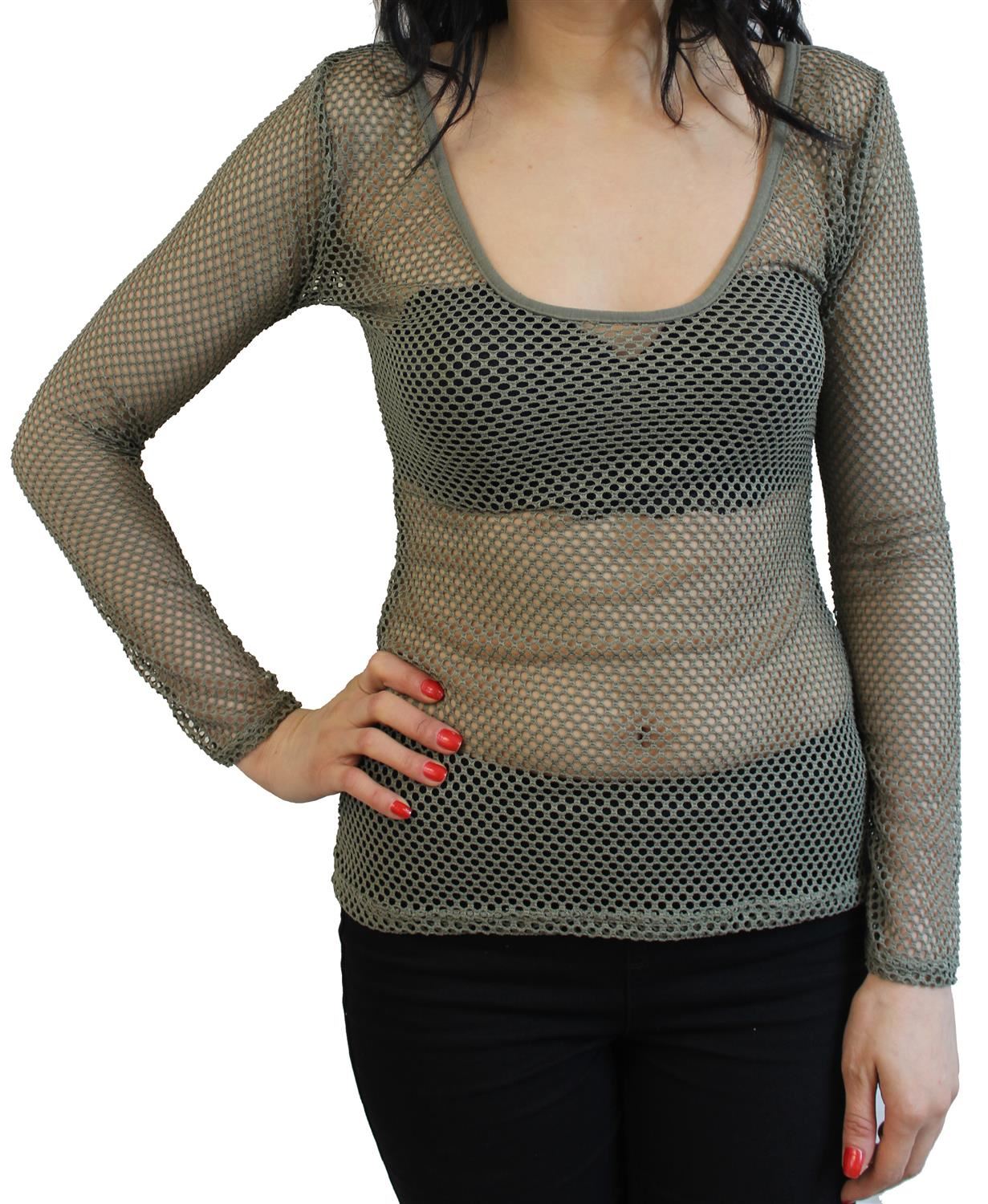 see through mesh shirt womens