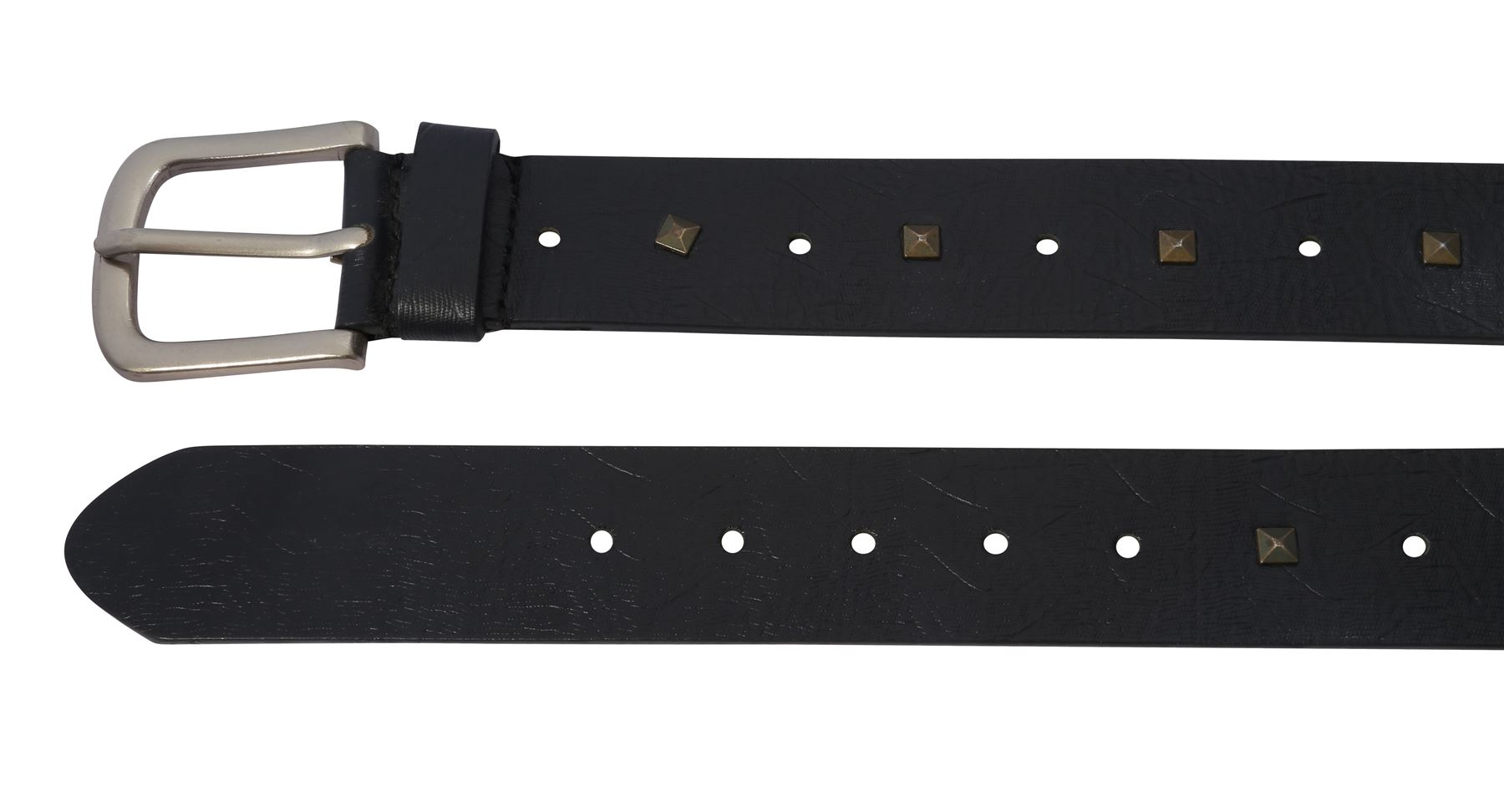 New Mens Studded Textured Single Keeper Pin Buckle Leather Belts S3XL