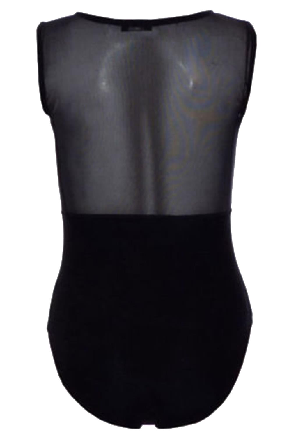 New Ladies Mesh Back Open Printed Sleeveless Bodysuits Leotard Tops 8-14