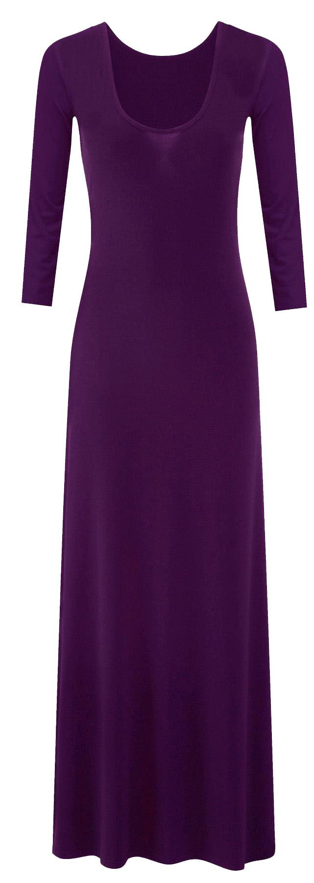 New Ladies Plus Size 3/4 Sleeve Flared Long Maxi Dress 422