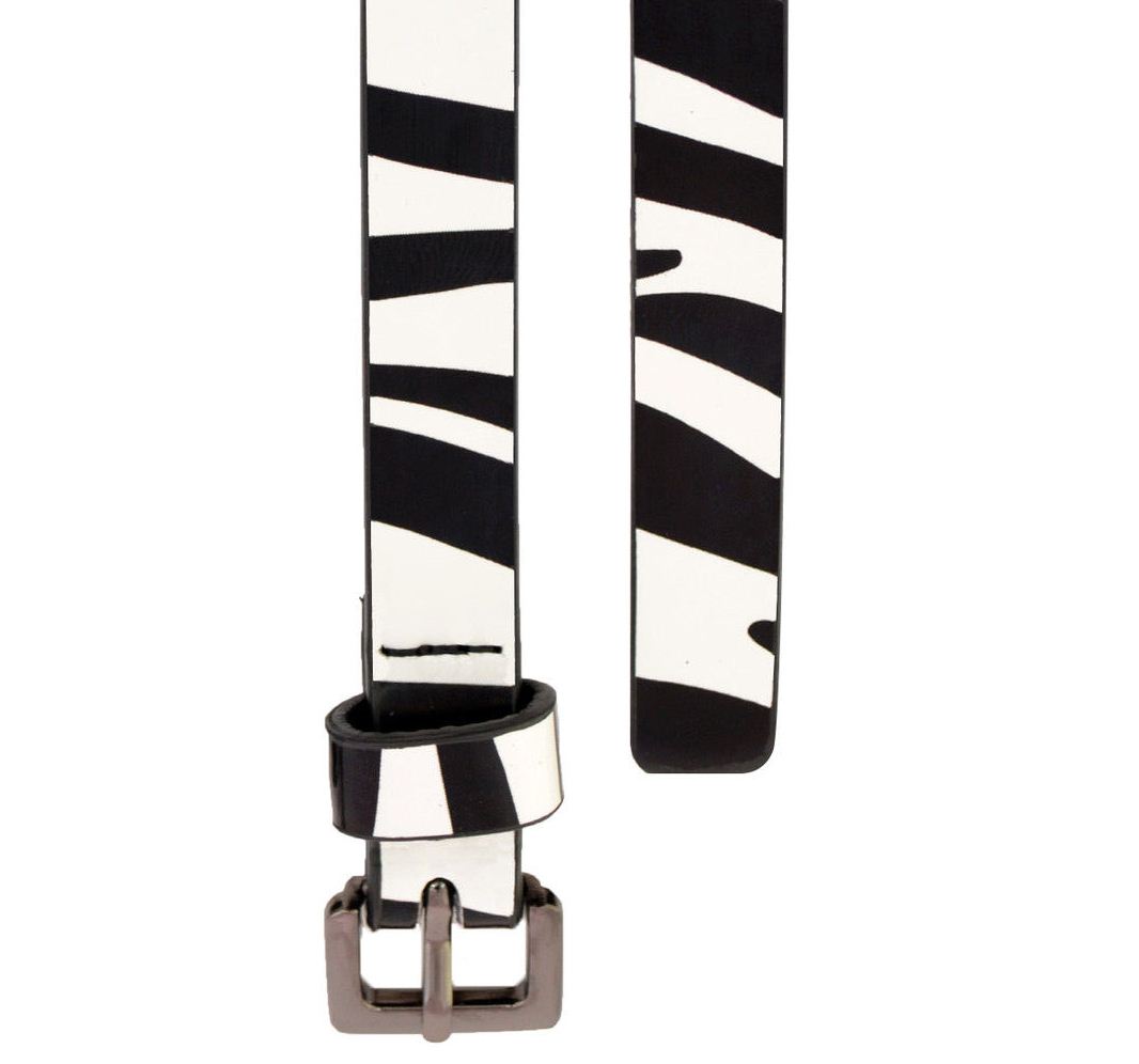 New Ladies Zebra Patent Animal Print Thin Strap Waist Plus Size Belts 16-30