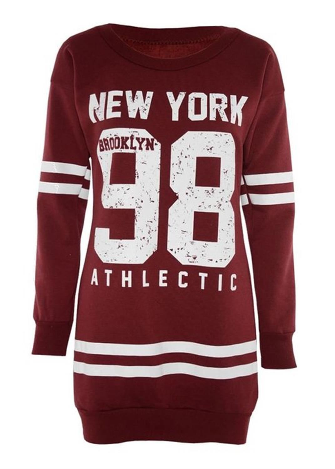New Ladies Oversized Brooklyn Newyork Bulls Sweatshirt Jumpers Tops 8-22