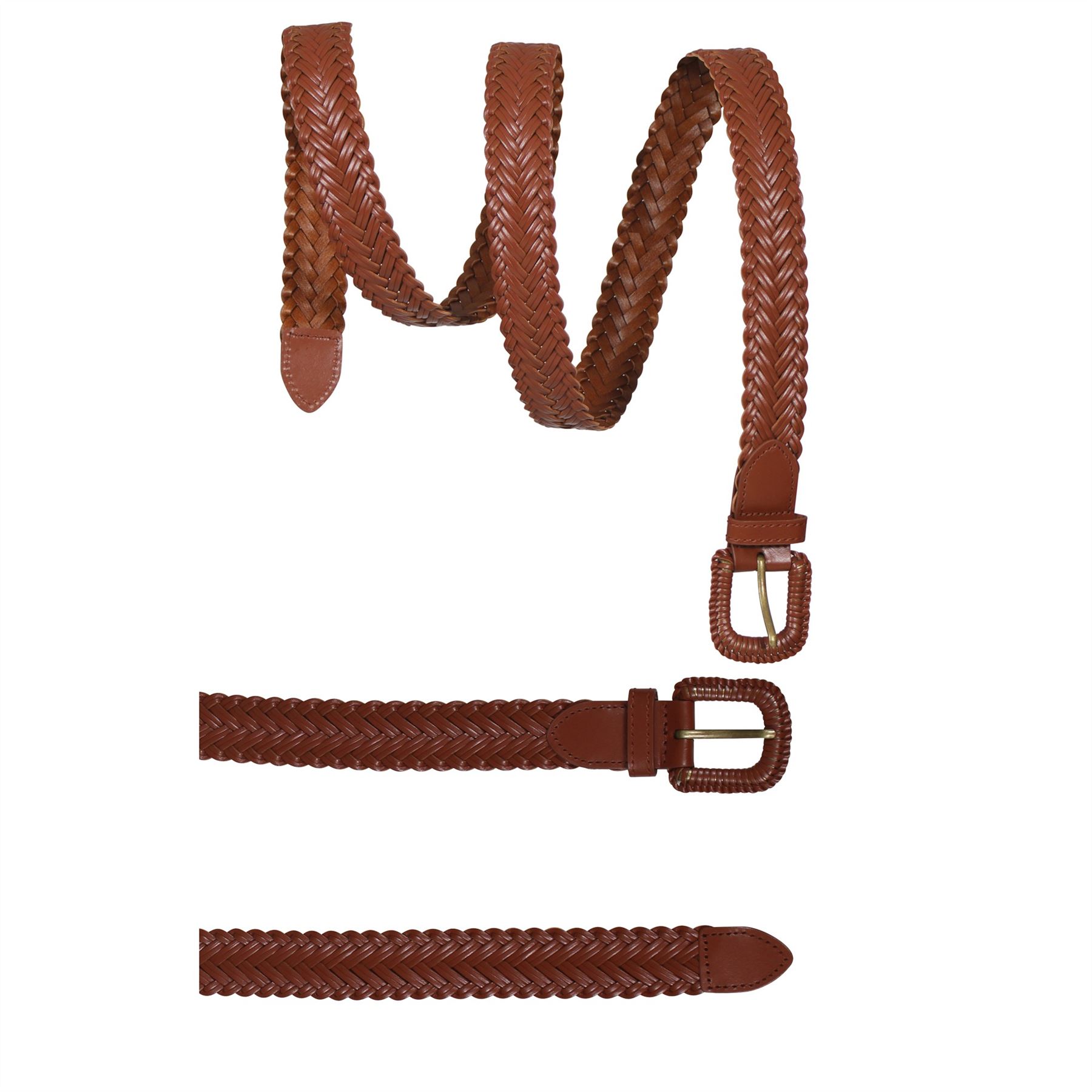 New Womens Plus Size Braid Waist Hip Belts Faux Leather Accessories