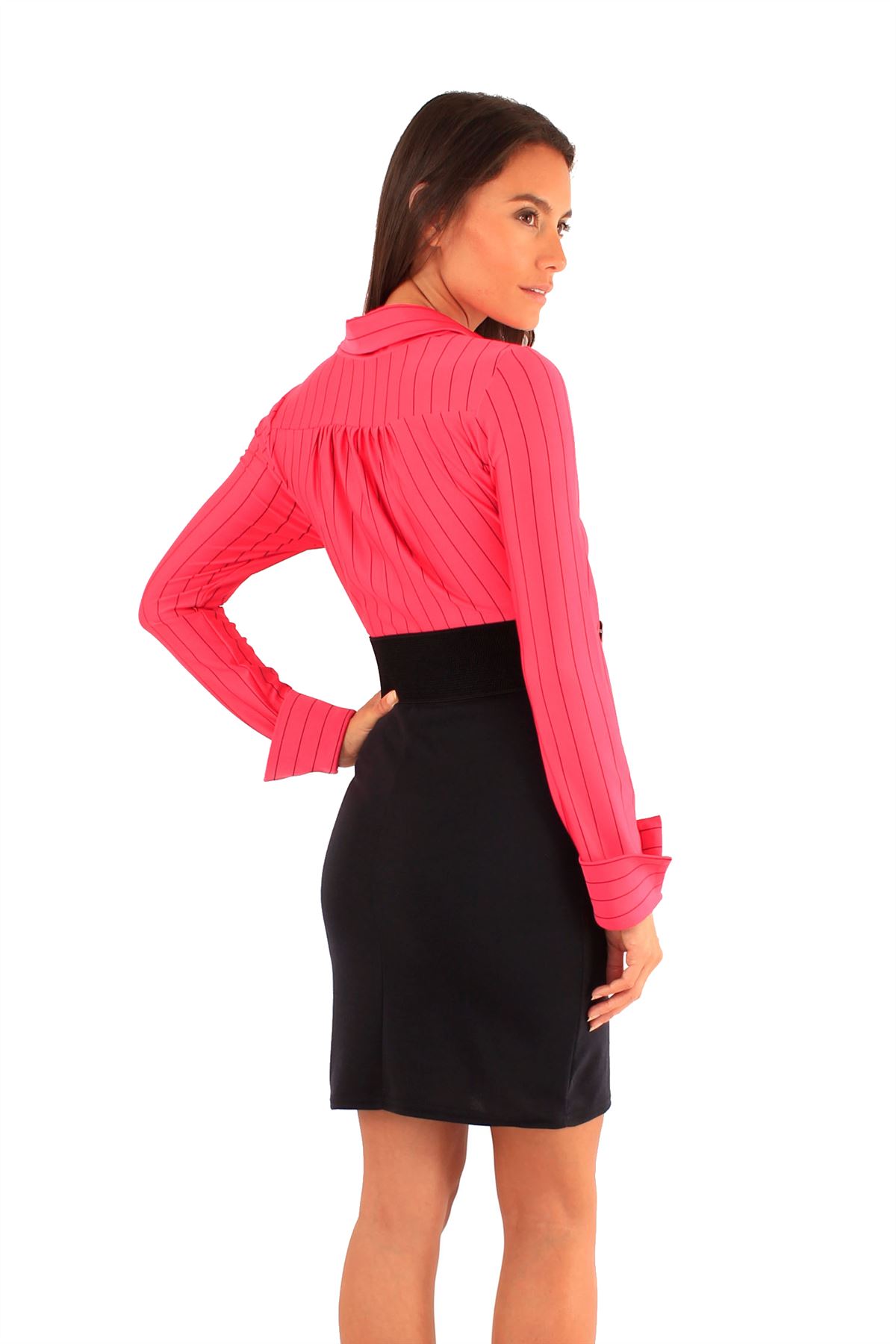 New Ladies 2in1 Office Wear Dress Belated Stripy Skirt Mini Skirt