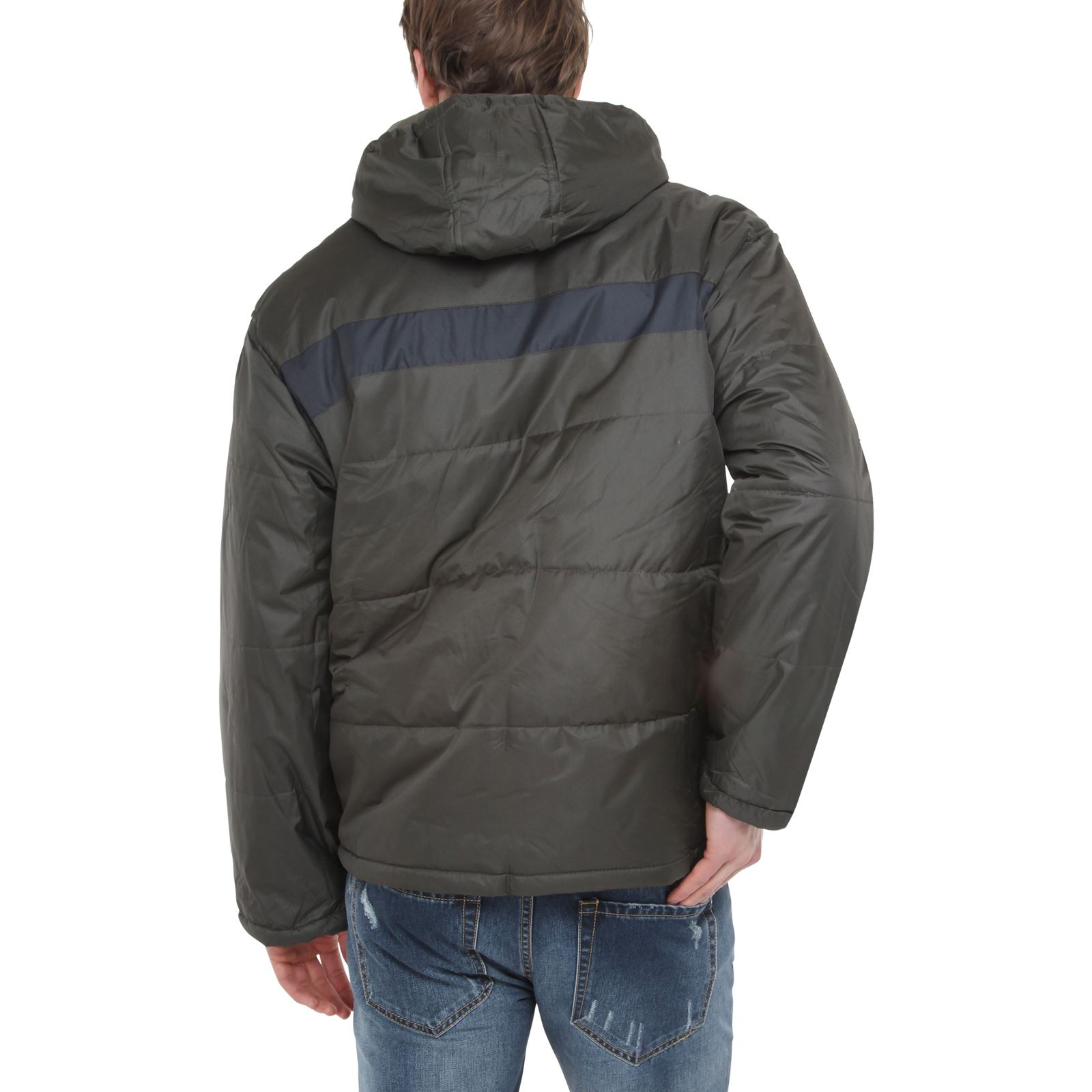Mens Hooded Quilted Padded Waterproof Thick Warm Jacket Coat Parka