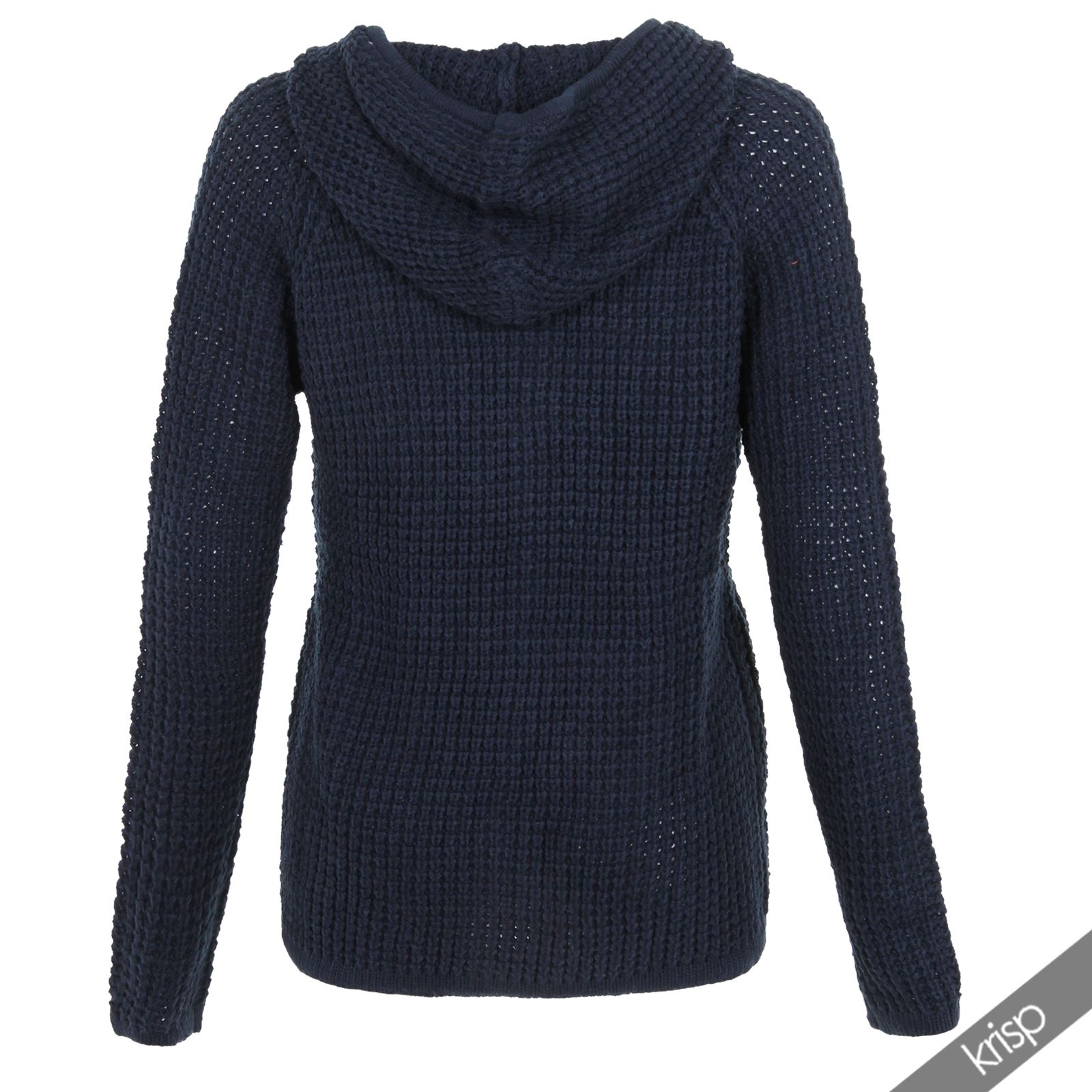 Womens Chunky Knitted Hooded Top Zip Up Jumper Sweater Warm Hoodie Jacket Cardi - Picture 7 of 9