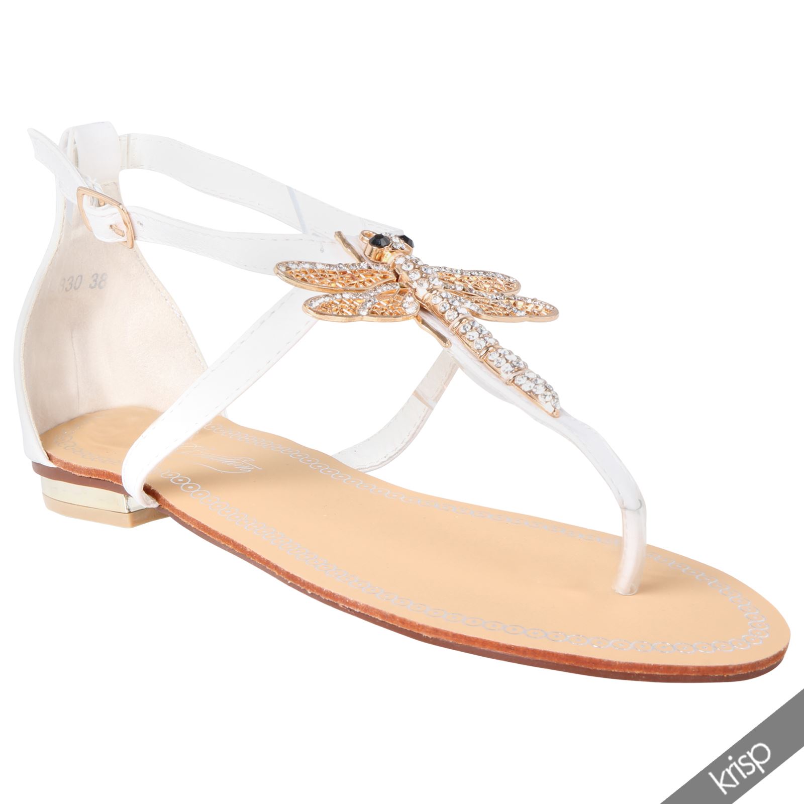 Womens Gem Dragonfly Flip Flop Flats Strappy Sandals Summer Shoes Beach Party | eBay