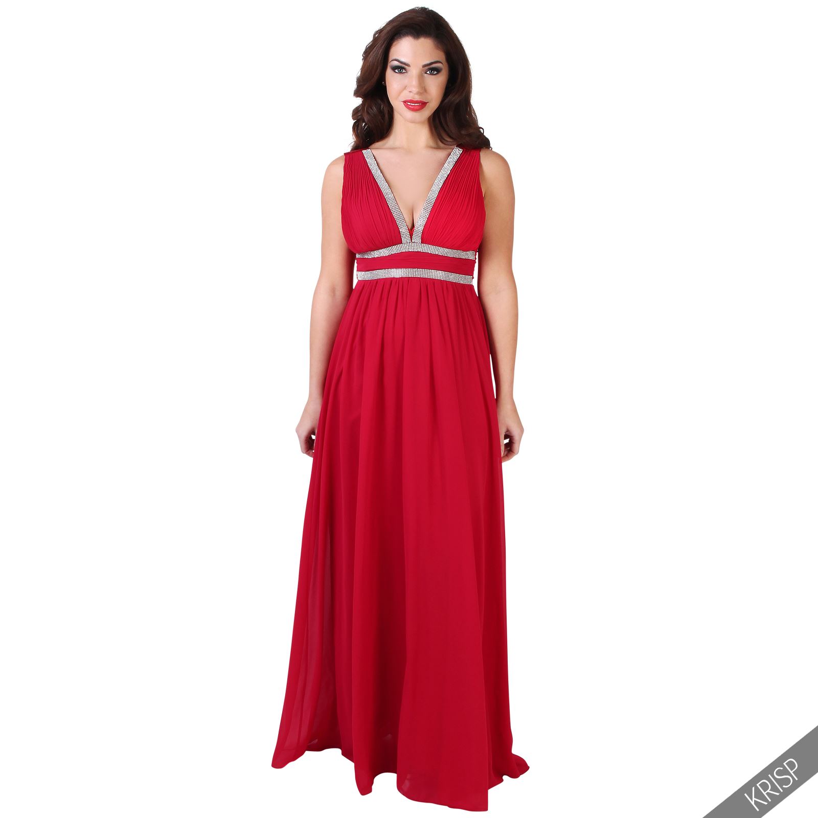 Womens Formal Diamante Prom Dress Cocktail Ball Gown Bridesmaid Evening Wedding eBay