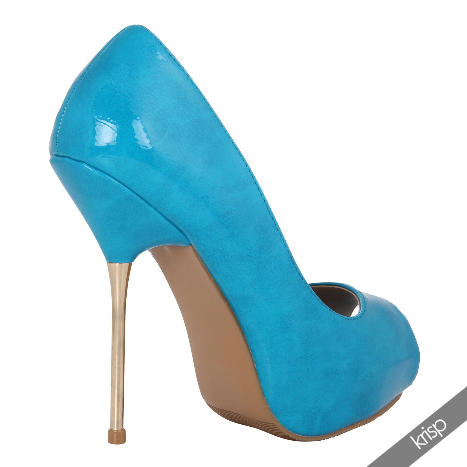 Womens Sexy Slim Pin Needle Stiletto High Heel Peep Toe Platform Patent