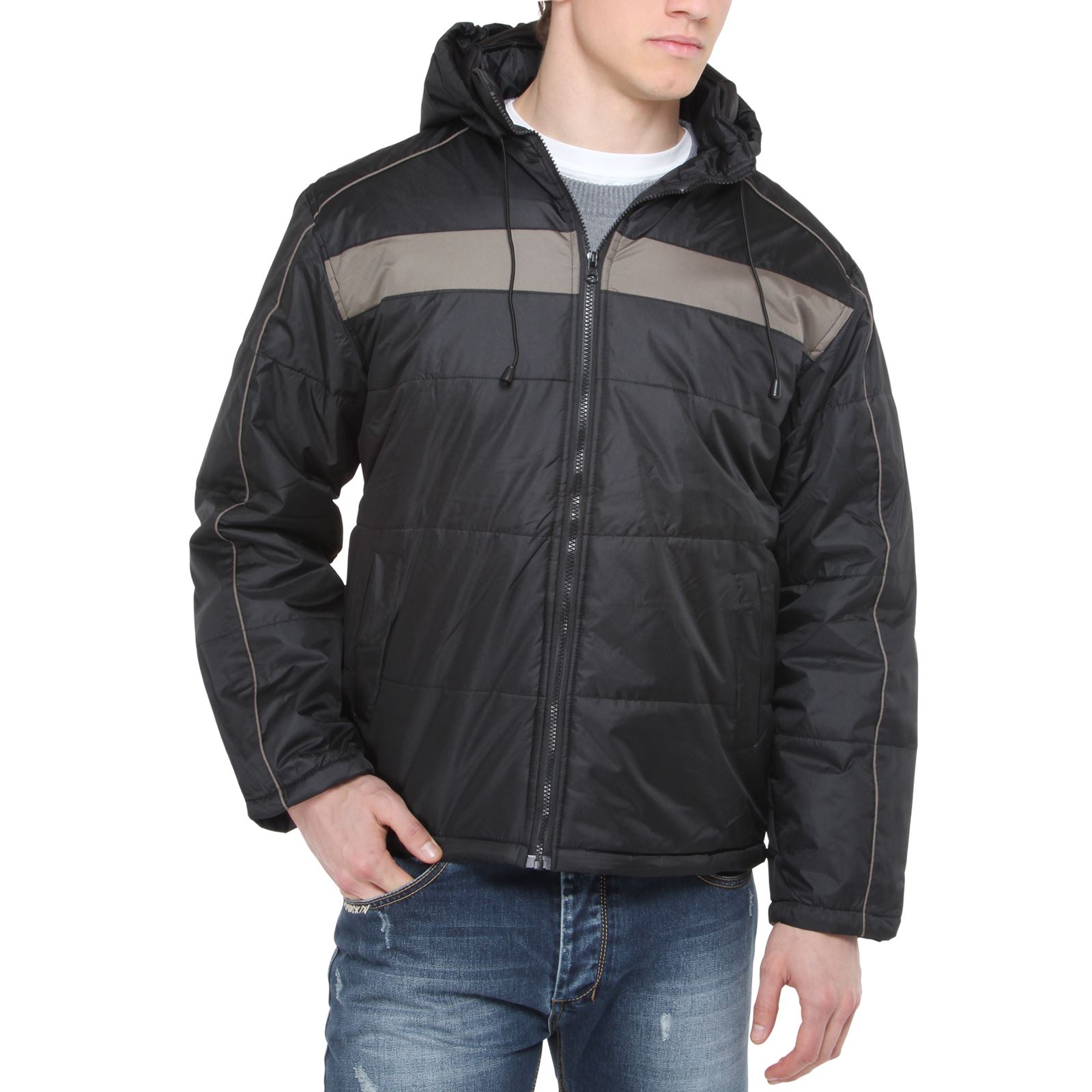 Mens Hooded Quilted Padded Waterproof Thick Warm Jacket Coat Parka Bomber Winter eBay