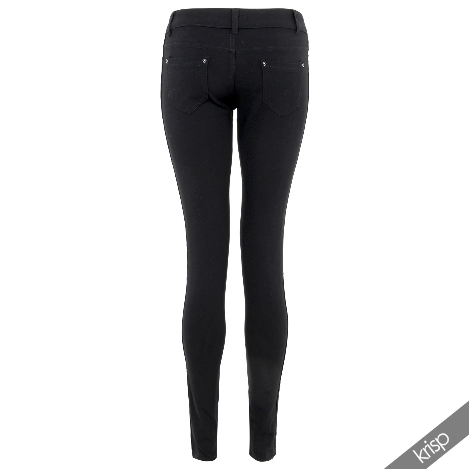 Womens Lace Gem Side Stretch Skinny Leg Trousers Jeggings Leggings