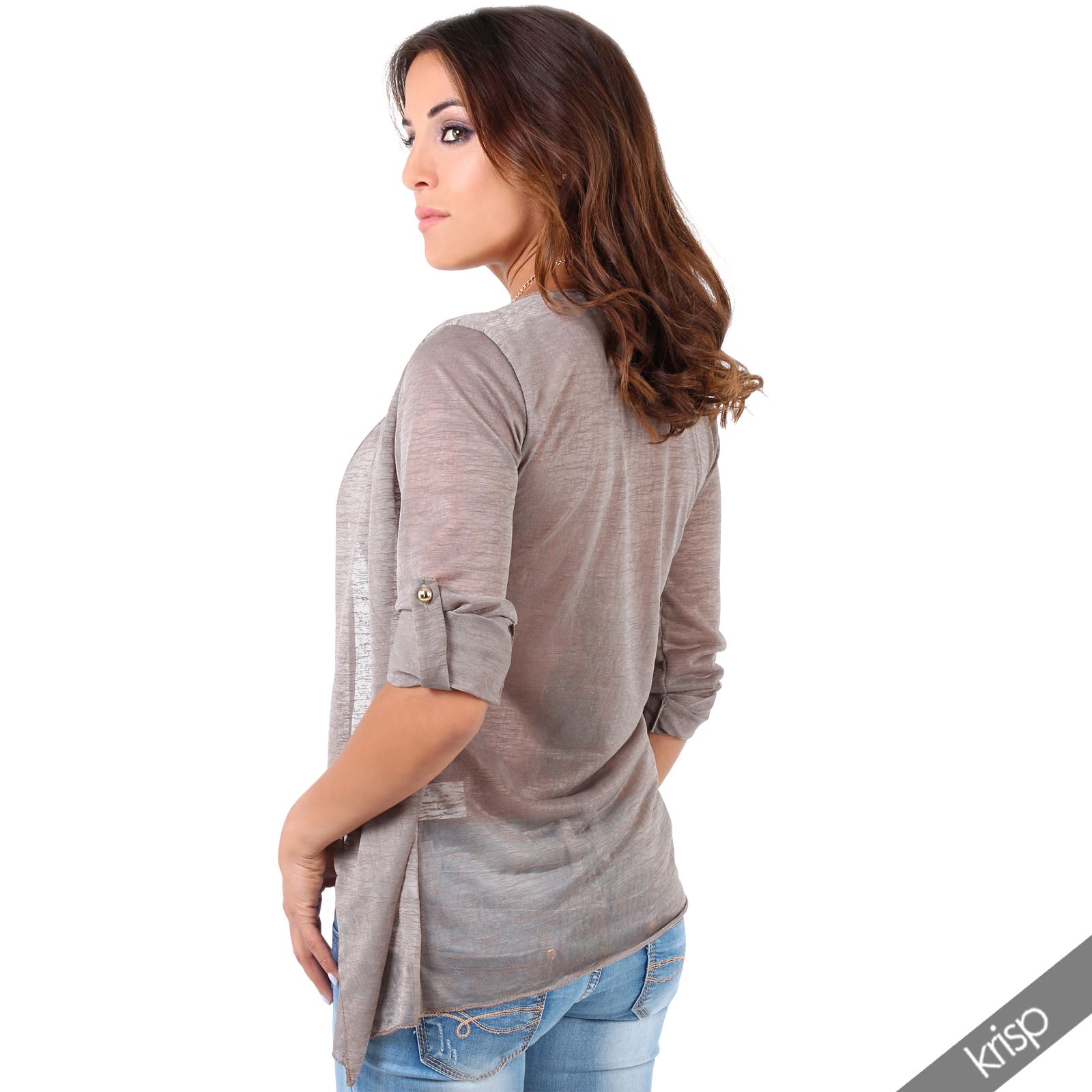 Womens 2 in 1 Chiffon Open Cardigan Top Vest Tunic Blouse Insert Gold