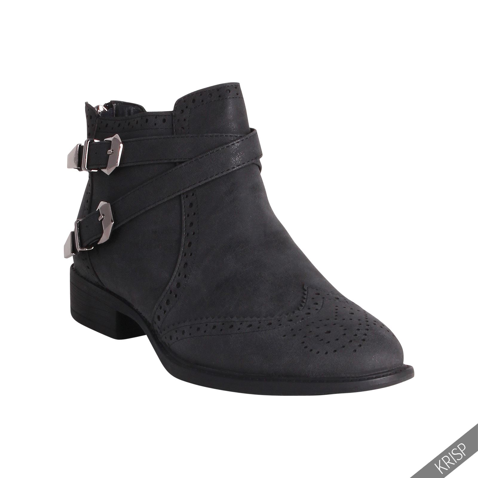 low heel buckle boots